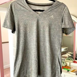 A short sleeve, V-neck gray top Adidas brand no stains